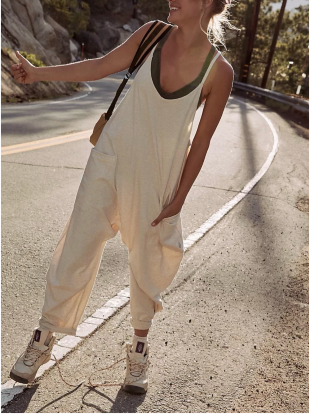 Free People FP Movement Onesie Jumpsuit Size L Oatmeal Heather